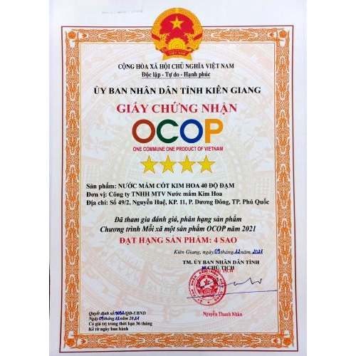 CNSP OCOP 4 sao: Nước mắm 40 độ đạm